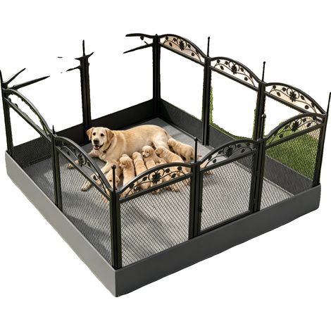 Recinto per cani, in ferro, con 8 pannelli, resistente, pieghevole, compatibile con tutti i modelli. (1/5)