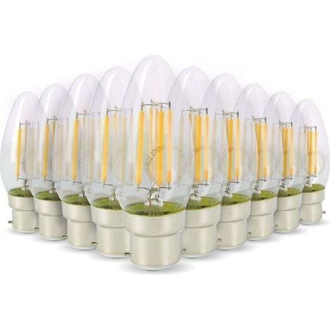Lot de 10 ampoules LED effet flamme, 4 W (équivalent 40 W), culot B22, blanc chaud (2700 K) (1/3)