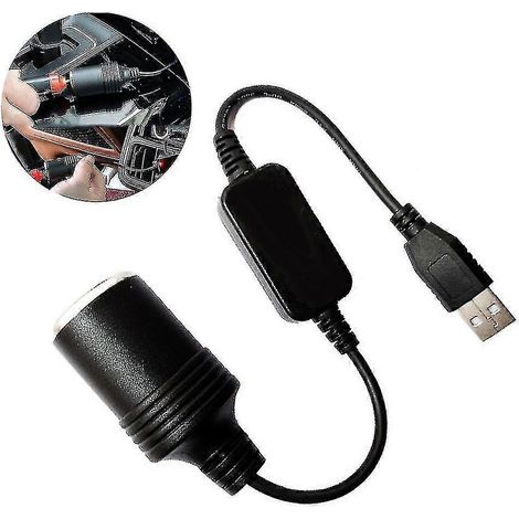 Adaptateur convertisseur pour voiture : port USB vers prise allume-cigare 12 V femelle (1/5)