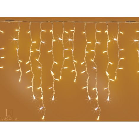 Luccika stalattiti tenda a pioggia 3X1 metro con 228 luci di Natale a Maxi Led Bianco Caldo con flash Bianco Ghiaccio per esterno e interno Nero/Celeste 3x1 metri - 228 Maxiled