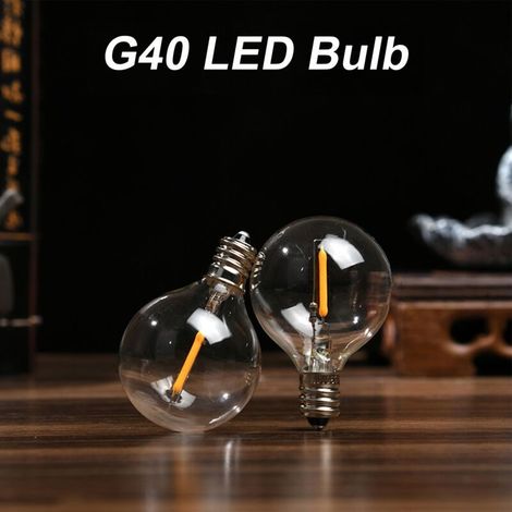 Ampoule LED G40 E12 Remplacement, IP44 Étanchéité 220V 2700K Ampoules LED Guirlandes Extérieur, 1W=10W Incandescente, Ampoule LED Filament G40 Globe E12 pour Guirlande Exterieure (1/4)