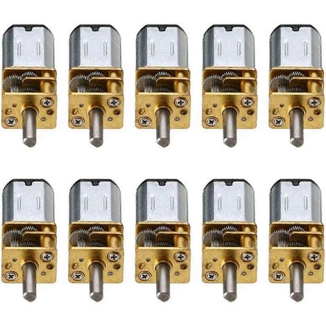 10 moteurs à engrenages N20 de 30 tr/min, 6 V CC, avec réducteur et roue dentée en métal (1/5)