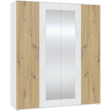 Mömax Drehtürenschrank Jan Weiß/Eiche Artisan (1/5)