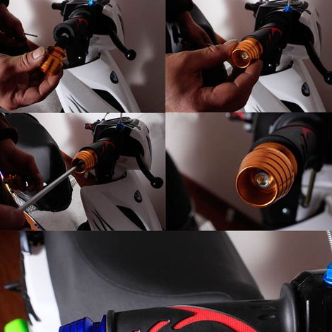Poignées de guidon moto 1 paire, embouts en alliage d'aluminium, bouchons de guidon noirs, accessoires de modification (1/5)