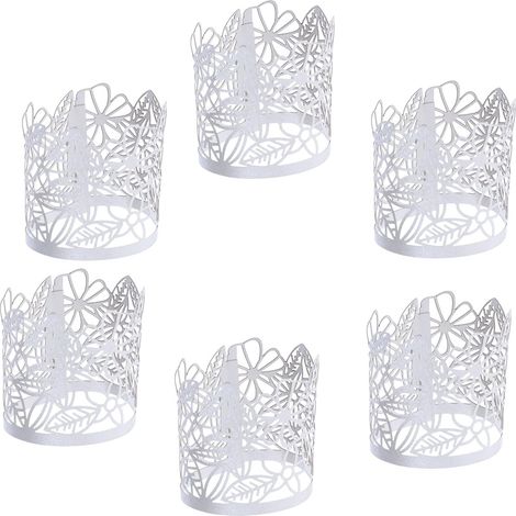 50 Pièces Bougeoirs en Papier Creux Abat-jour Cylindriques en Papier Blanc Décoration Lumineuse Élégante pour Maison et Présent de Pendaison de Crémaillère (1/5)