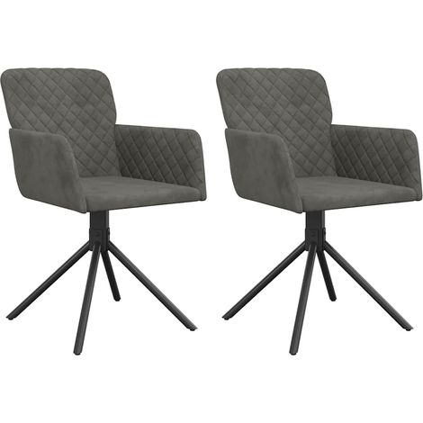 vidaXL Sillas de comedor giratorias 2 unidades terciopelo gris oscuro (1/2)