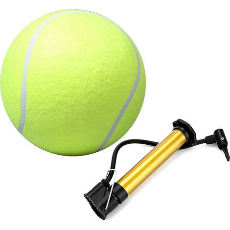 BALLE DE TENNIS GONFLABLE POUR CHIEN 24CM, CAOUTCHOUC, JOUET INTERACTIF, AVEC POMPE (1/5)