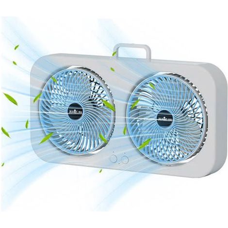Mini Ventilateur Double Tête USB - Rechargeable - 3 Vitesses - Réglage 90° - Ventilation Puissante - Chambre Plage (1/5)