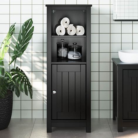 vidaXL Mueble de baño BERG madera maciza de pino negro 40x34x110 cm (1/5)