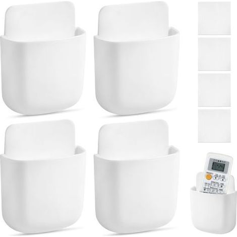 4 Pièces Télécommande Boîte De angement, Suppot de Télécommande Mual, ange Telecommande, Suppot pou Télécommande, Suppot de Téléphone Potable, pou Télécommande, Téléphone, Bosse Dents(Blanc) (1/5)