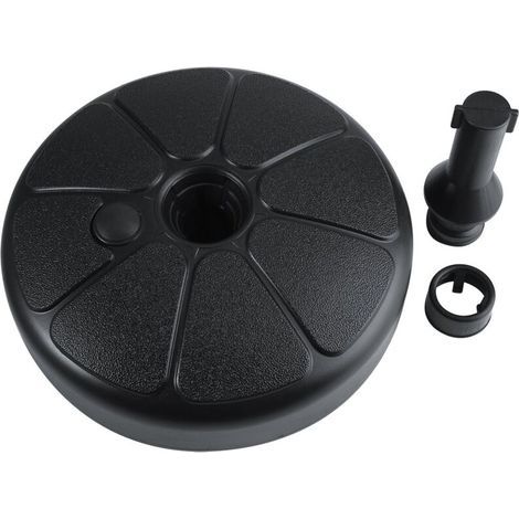 Pied de parasol noir support de parasol remplissable de sable forme ronde en plastique support intrieur portable durable solide poids lourd solide pour extrieur jardin de plage de jardin (1/5)