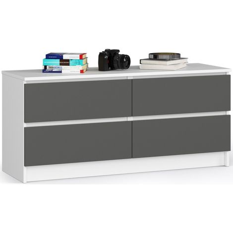 Cómoda AKORD K120 Blanco 120 cm 10 cajones frente en color Gris grafito 120x40x121 cm (1/5)