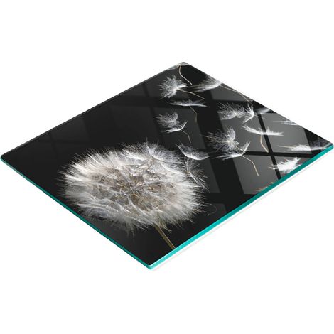 Tabla de cortar decorativa de vidrio templado para cocina, diseño de diente de león, 60x52 cm. (1/5)