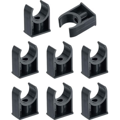 Lot de 8 colliers de serrage en PVC pour tuyaux d'eau en forme de U, support de tube d'irrigation pour plateaux TV, supports de tuyau, support de tuyau, tube de support de tuyau, noir (1/5)
