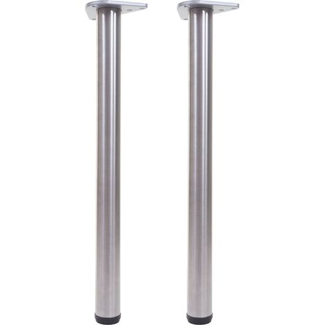 Lot de 2 pieds de table HWC-H36, pour bureau, pied de table à manger, piètement de table, 73 cm, aspect acier inoxydable