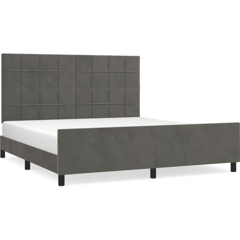 Lit double  Lit adulte  Cadre de lit sans matelas gris foncé 160x200 cm velours (1/5)