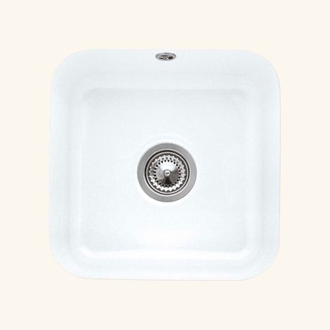 Villeroy & Boch – Évier sous-plan céramique blanc 1 bac 445x445 – Sans égouttoir – Trop plein – Pour sous-meuble 50 cm (1/2)