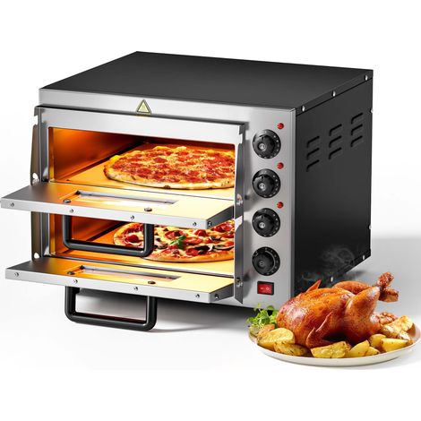 Wiltec Forno pizza elettrico a 2 livelli, con pietra refrattaria in cordierite, 3000W, 350°C Fornetto pizza (1/5)