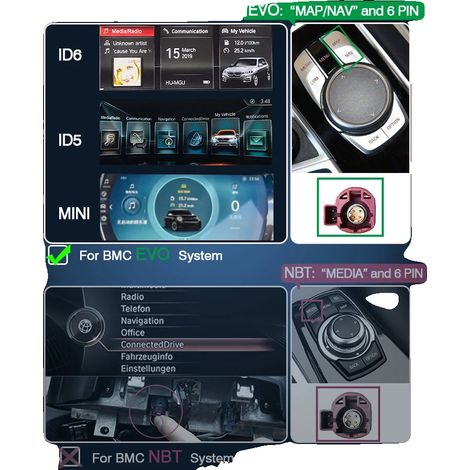 Sistema CarPlay/Android Auto, compatible con BMW EVO, conectividad inalámbrica, instalación plug-and-play, para BMW EVO (1/2)