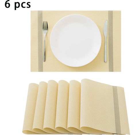 Super offre à petit prix  Lot de 6 sets de table antidérapants et isolants - rayures verticales jaunes - Glada (1/4)
