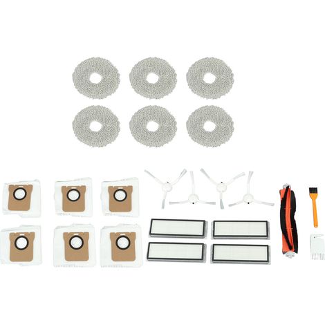 Ortviai Kit d'accessoires pour aspirateur Dreame : 1 brosse rotative, 4 brosses latérales, 4 filtres, 6 chiffons, 6 sacs, 2 brosses colorées