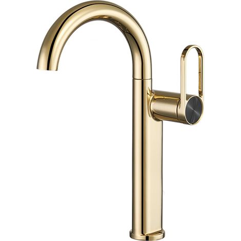 Mitigeur Lavabo Laiton Pivotant 360° Eau Chaude Froide Or (1/5)