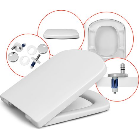 Abattant WC Hamberger pour ROCA Dama Senso – Duroplast antibactérien – Fixation acier inoxydable – Mécanisme de fermeture amortie