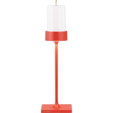 Perpetua Lampada da Tavolo Midi Wireless in Alluminio Rosso con Batteria Rimovibile Magnetica e Sistema LED Dimmerabile ad Alte Prestazioni