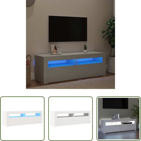 vidaXL Fernsehstand - TV-Schrank mit LED-Leuchten Weiß 120x35x40 cm (1/5)