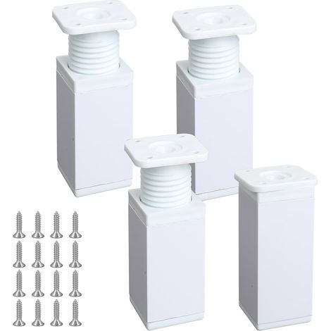 4 Pièces Pieds de Meuble Reglable 10 CM Carrés Blancs (1/5)
