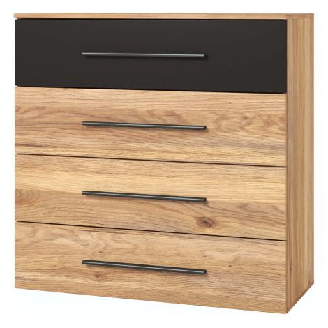Commode ORION 4 tiroirs - Chêne clair / noir (1/5)