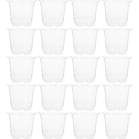 Lot de 20 pots de pépinière en plastique épais, pratiques et résistants, pour la culture de fleurs. (1/4)