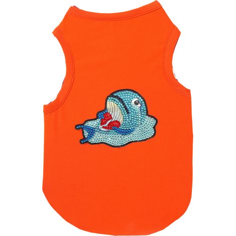 T-shirt orange M avec chiot peint en 5D effet diamant (1/5)