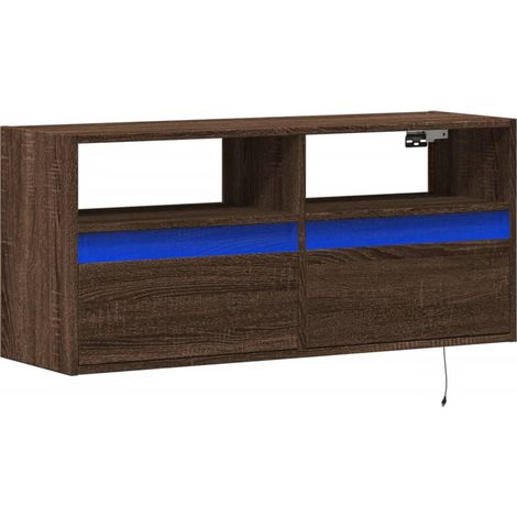 Mobile TV multimediale scaffale TV credenza TV sala da pranzo soggiorno camera da letto a parete con luci LED rovere 100 x 31 x 45 cm marrone 020027936