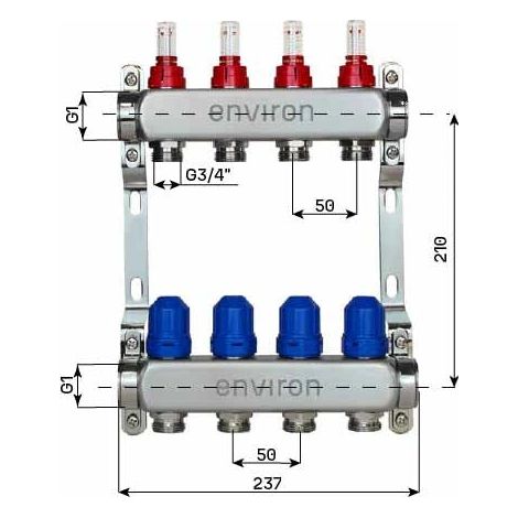 Edelstahl Heizkreisverteiler 2 - 12 fach
