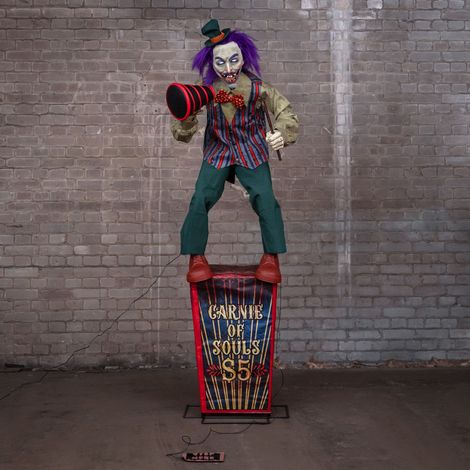 6ft Servo Carnival Barker Halloween Animatronic with Glowing Digi-Eyes (1/5)