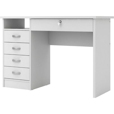 Fula Schreibtisch 5 Schubladen weiss.