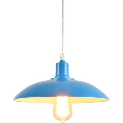 Suspension industrielle vintage Edison, plafonnier classique en métal pour hall d'entrée, bar, restaurant, bureau, style rétro, sans ampoule, douille E27 (bleu)