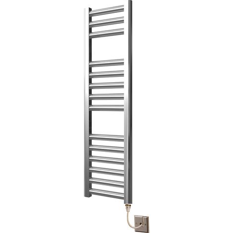 Extra High Heat Output Chrome Electric Towel Rail 300 x 800mm Flat Bathroom Radiator Heater (1/3)