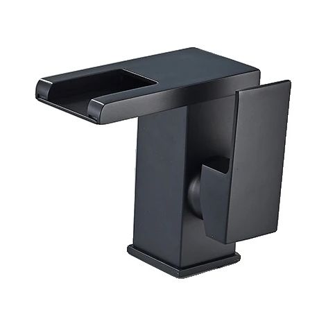 Grifo de lavabo de baño, función de iluminación LED, diseño contemporáneo, negro. (1/2)