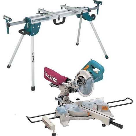 Makita LS0714 110v Sliding Compound Mitre Saw 190mm + DEAWST06 Leg Stand (1/3)