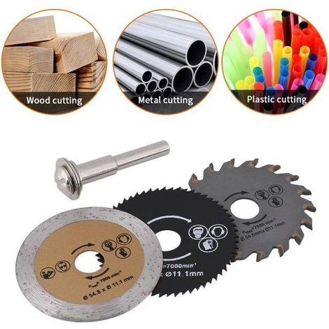 3 Pcs Lames de mini-scie circulaires HSS disque de coupe pour couper bois (1/4)