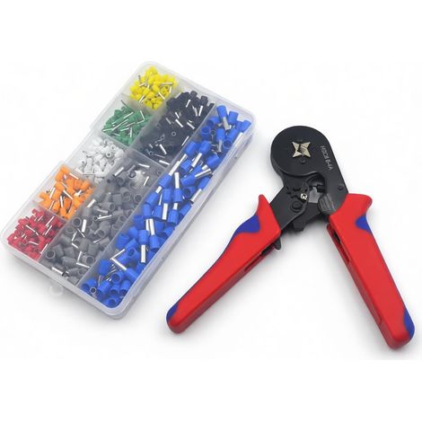 Kit de cosses de serrage avec 800 capuchons de câbles de 0,25 à 10 mm², Pince à sertir avec mécanisme à cliquet, ergonomique, coffret pour électricien (1/5)