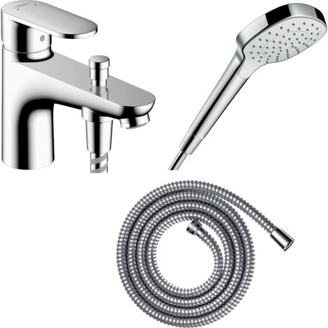 Pack mitigeur bain douche mécanique HANSGROHE Vernis Blend C2 + Pommeau de douche Croma 110 + Flexible Metaflex chromé
