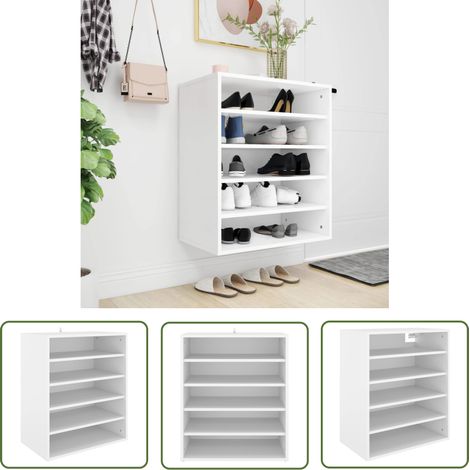 The Living Store Schuhschrank Weiß 60x35x70 cm Holzwerkstoff - Schuhschrank - Holzwerkstoff - Weißer Schuhschrank - Garderobe - Aufbewahrung (1/5)