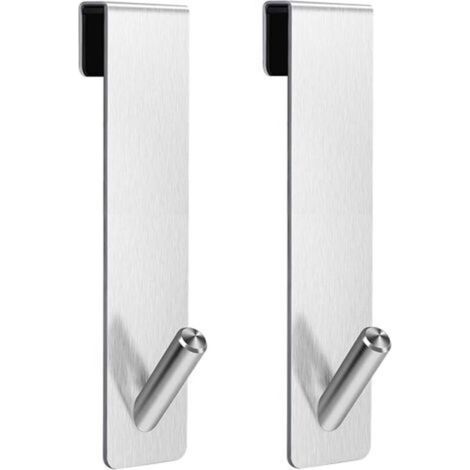 ALLIANDISCrochets de porte de douche 2 pièces-crochets à serviettes sans diamant, crochets de porte de douche en verre sans cadre argent (7 pouces) (1/5)