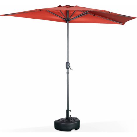 sweeek - Halber Sonnenschirm für Balkon 2,5 m mit zentralem Mast