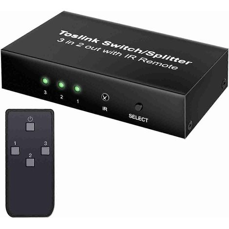 Commutateur/distributeur NK-T32 à 3 entrées et 2 sorties avec télécommande infrarouge (1/4)