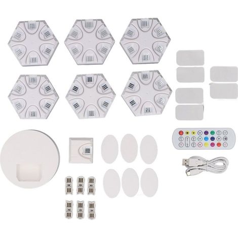 6 pièces LED hexagone lumières pour mur sans fil RGB musique synchronisation bricolage lumière de jeu avec télécommande Tuya salon chambre fête décor à la maison (1/5)