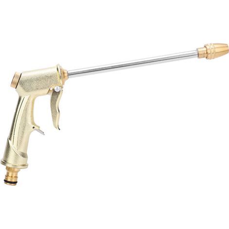 Pistolet de lavage haute pression pour voiture – finition laiton chromé, usage domestique, pulvérisation réglable et robuste (1/5)